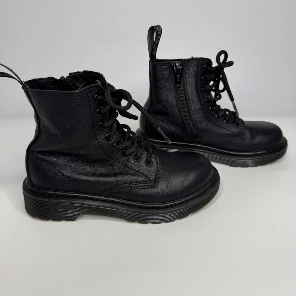 Dr Martens Boots Kids 12 Black 1460 Pascal Mono Junior Combat Leather Side Zip